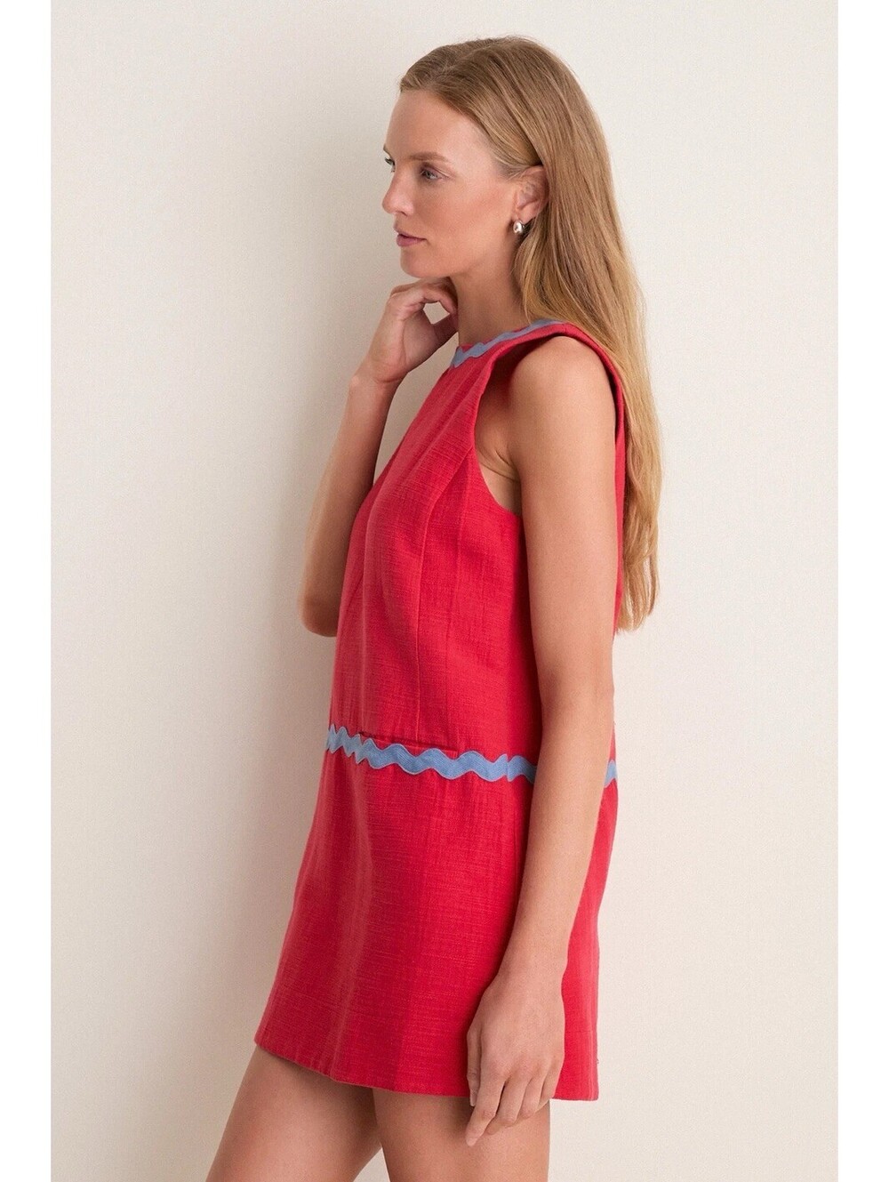 XXXL Tuckernuck Cherry Ric Rac Corby Shift Dress In Rococco Red - Picture 4 of 11